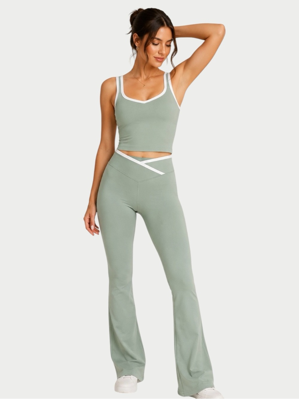 Sage Green Viral Flare Legging Activewear Set | Size XS | NWOT